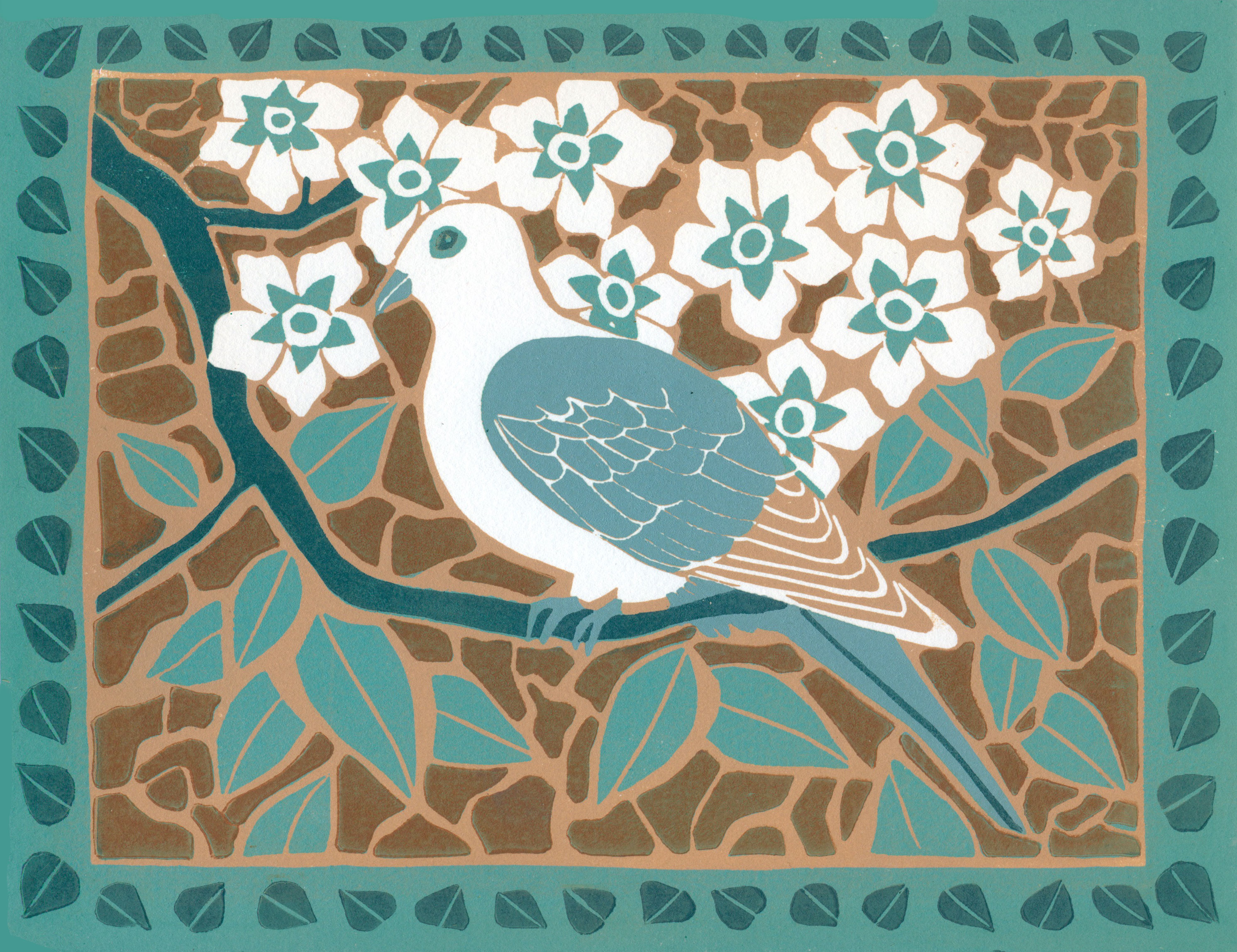 In a Hidden Bower — a folklore-inspired relief print