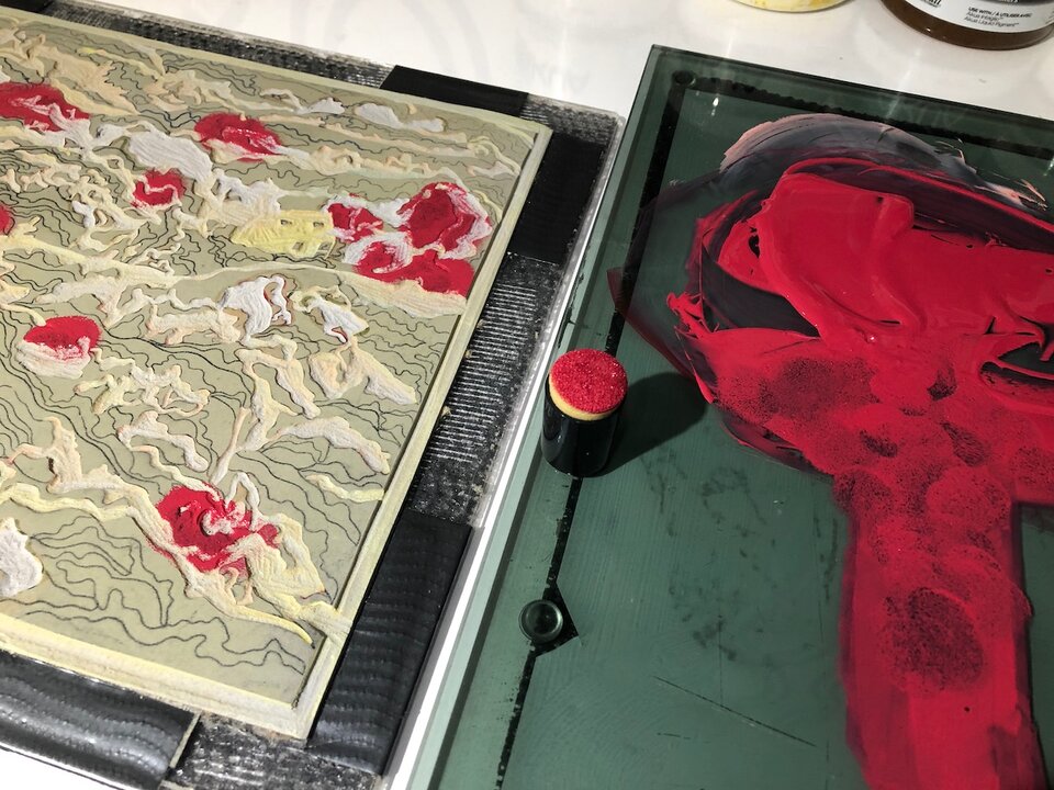 Inking the block for layer 6