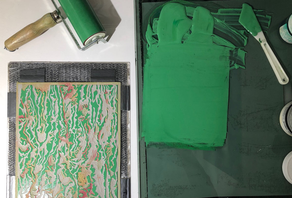 Inking the block for layer 8